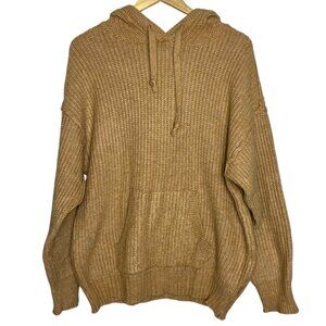 American Eagle Women's XS Ribbed Knit Pullover Hoodie Sweater Tan Comfy Cozy New